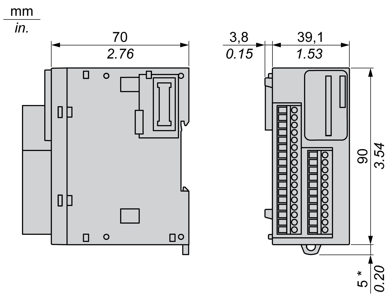 Eigenschaften der Module TM3DM24R/TM3DM24RG
